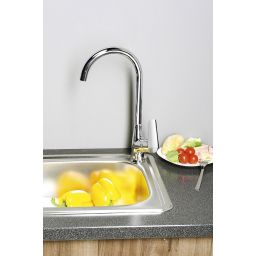 Aqualine Lotta bateria kuchenna stojąca z obrotową wylewką chrom LT603