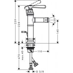 Axor Montreux bateria bidetowa stojąca chrom 16526000