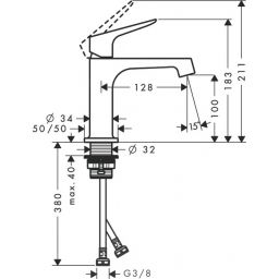 Axor Citterio M bateria umywalkowa stojąca stal szlachetna optyczna 34017800