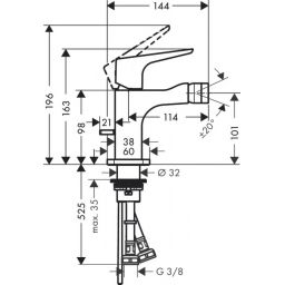 Axor Citterio E bateria bidetowa stojąca chrom 36121000