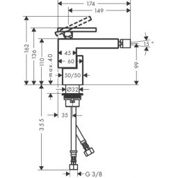 Axor Edge bateria bidetowa stojąca chrom 46211000