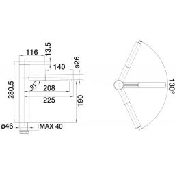 Blanco Linee-S bateria kuchenna stojąca Silgranit tartufo/chrom 518446