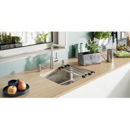 Blanco Lanora-S-F bateria kuchenna stojąca podokienna z wyciąganą wylewką stal szczotkowana 526180