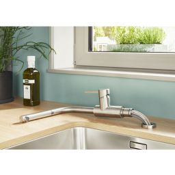 Blanco Lanora-S-F bateria kuchenna stojąca podokienna z wyciąganą wylewką stal szczotkowana 526180