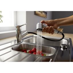 Blanco Wega-S II bateria kuchenna stojąca z wyciąganą wylewką chrom 526416