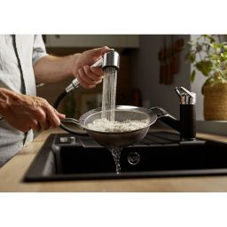 Blanco Wega-S II bateria kuchenna stojąca z wyciąganą wylewką Silgranit czarny/chrom 526428