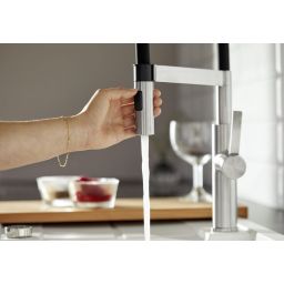 Blanco Sonea-S Flexo bateria kuchenna stojąca z wyciąganą wylewką stal szczotkowana/czarny 526616