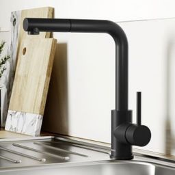 Blanco Mila-S bateria kuchenna stojąca z wyciąganą wylewką czarny mat 526660