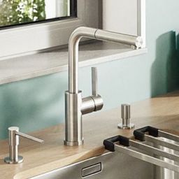 Blanco Lanora-S-F bateria kuchenna stojąca podokienna z wyciąganą wylewką stal szczotkowana 526180