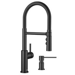 Zestaw Blanco Catris-S bateria kuchenna stojąca czarna z dozownikiem do płynu Blanco Lato czarny mat (525793, 525789)