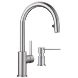 Zestaw Blanco Candor-S bateria kuchenna stojąca z dozownikiem do płynu Blanco Lato stal szczotkowana (523121, 525809)