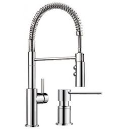 Zestaw Blanco Catris-S bateria kuchenna stojąca z dozownikiem na płyn Blanco Lato chrom (521476, 525808)