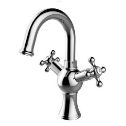 Besco Retro II bateria umywalkowa stojąca chrom BU-RII-CH