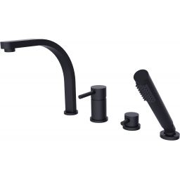 Besco Decco bateria wannowo-prysznicowa 4-otworowa czarny mat BW-D4-CZ