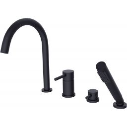 Besco Illusion bateria wannowo-prysznicowa 4-otworowa czarny mat BW-I4-CZ