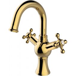 Besco Retro II bateria umywalkowa stojąca złoty połysk BU-RII-ZL