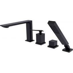 Besco Aspira bateria wannowo-prysznicowa 4-otworowa czarny mat BW-A4-CZ