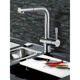 Blue Water Corsa bateria kuchenna z wyciąganą wylewką stal szczotkowana inox