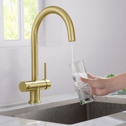 Blue Water Eden bateria kuchenna stojąca z podłączeniem wody filtrowanej mosiądz antyczny