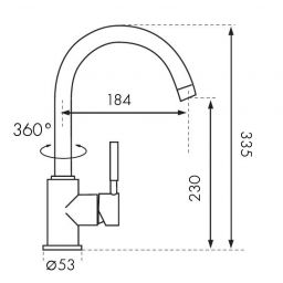 Blue Water Colorado bateria kuchenna z wylewką 360° czarny mat