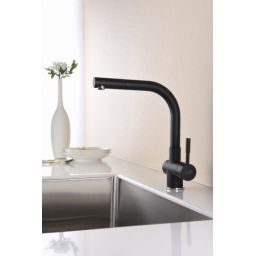 Blue Water Lira bateria kuchenna z wyciąganą wylewką czarny mat