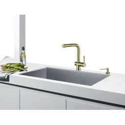 Blue Water Corsa bateria kuchenna z wyciąganą wylewką stal nierdzewna złoto szampańskie