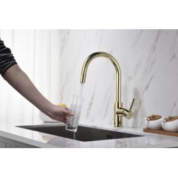 Blue Water Plaza bateria kuchenna stojąca z wyciąganą wylewką złoty połysk