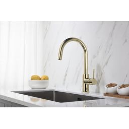 Blue Water Plaza bateria kuchenna stojąca z wyciąganą wylewką złoty połysk