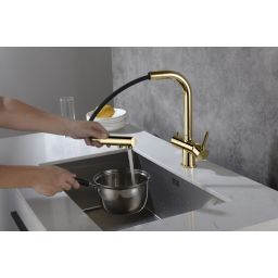 Blue Water Apala bateria kuchenna z podłączeniem wody filtrowanej złoty