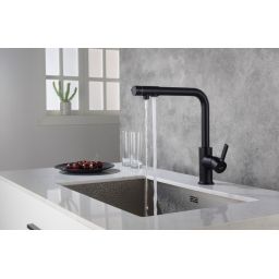 Blue Water Royal bateria kuchenna stojąca z podłączeniem do filtra wody czarny mat