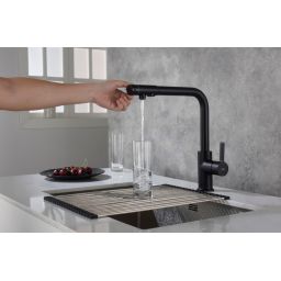 Blue Water Royal bateria kuchenna stojąca z podłączeniem do filtra wody czarny mat