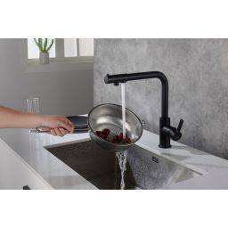 Blue Water Royal bateria kuchenna stojąca z podłączeniem do filtra wody czarny mat