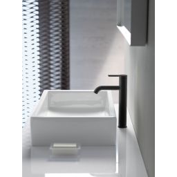 Duravit C.1 bateria umywalkowa stojąca L czarny mat C11030002046