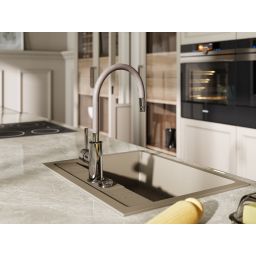 Ferro Zumba bateria kuchenna z elastyczną wylewką chrom/beżowy BZA4P