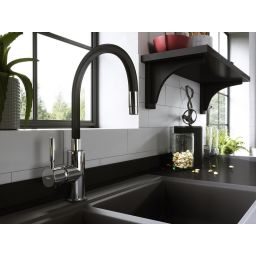 Ferro Zumba bateria kuchenna z elastyczną wylewką chrom/czarny BZA4B