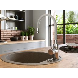 Ferro Zumba bateria kuchenna z elastyczną wylewką chrom/szary BZA4S