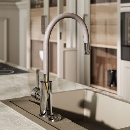 Ferro Zumba bateria kuchenna z elastyczną wylewką chrom/beżowy BZA4P