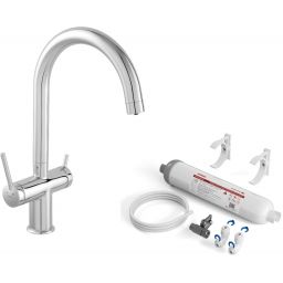 Zestaw Ferro Filtrata bateria kuchenna stojąca chrom/czarna i filtry podzlewozmywakowe z kompletem wkładów (BFT41, FFT4ACAGSET)