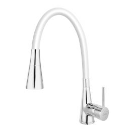 Ferro Zumba II bateria kuchenna z elastyczną wylewką chrom/biały BZA42W