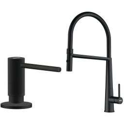 Zestaw Franke Icon Semi-Pro bateria kuchenna stojąca z dozownikiem do płynów 300 ml czarny mat (1150690598, 1190547906)