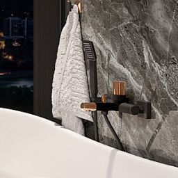 FDesign Ardesia bateria wannowo-prysznicowa ścienna różowe złoto/czarna FD1-ARD-1-25