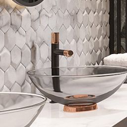 FDesign Ardesia bateria umywalkowa stojąca wysoka różowe złoto/czarny mat FD1-ARD-2L-25