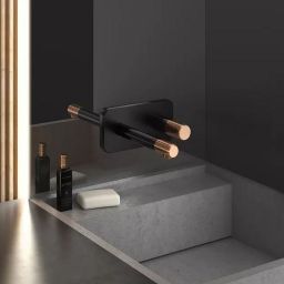 FDesign Ardesia bateria umywalkowa podtynkowa różowe złoto/czarny mat FD1-ARD-3PA-25