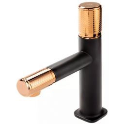 FDesign Ardesia bateria umywalkowa stojąca różowe złoto/czarny mat FD1-ARD-2-25