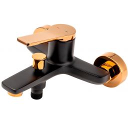 FDesign Seppia bateria wannowo-prysznicowa ścienna różowe złoto/czarny mat FD1-SPA-1-25