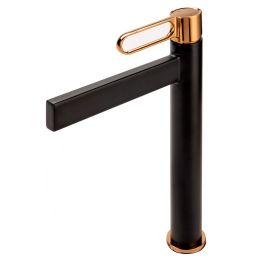 FDesign Zaffiro bateria umywalkowa stojąca różowe złoto/czarny mat FD1-ZFR-2L-25