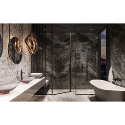 FDesign Ardesia bateria umywalkowa stojąca wysoka różowe złoto/czarny mat FD1-ARD-2L-25