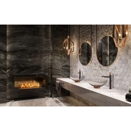 FDesign Ardesia bateria umywalkowa stojąca wysoka różowe złoto/czarny mat FD1-ARD-2L-25