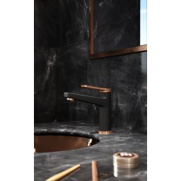 FDesign Seppia bateria umywalkowa stojąca różowe złoto/czarny mat FD1-SPA-2-25