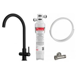 Zestaw Franke Lina Clear Water 2.0 J bateria kuchenna stojąca czarny mat 120.0730.807 z filtrem podzlewozmywakowym Clear Water (1200730807, 1500730809)